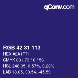カラーコード: RGB 42 31 113 | qconv.com