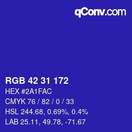 Color code: RGB 42 31 172 | qconv.com