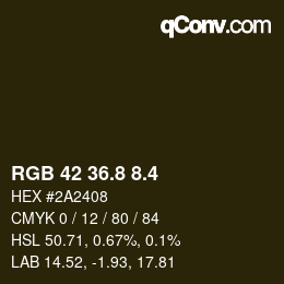 カラーコード: RGB 42 36.8 8.4 | qconv.com
