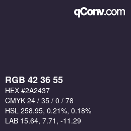カラーコード: RGB 42 36 55 | qconv.com