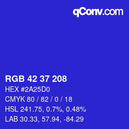 Color code: RGB 42 37 208 | qconv.com