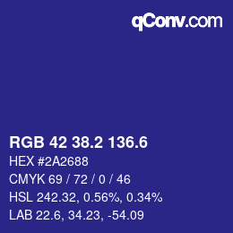 カラーコード: RGB 42 38.2 136.6 | qconv.com