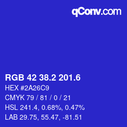 カラーコード: RGB 42 38.2 201.6 | qconv.com