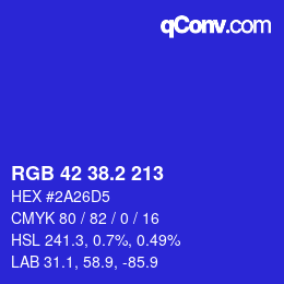 カラーコード: RGB 42 38.2 213 | qconv.com