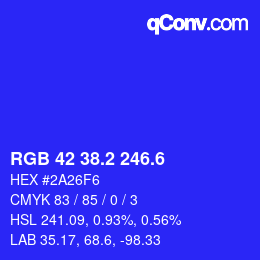 カラーコード: RGB 42 38.2 246.6 | qconv.com