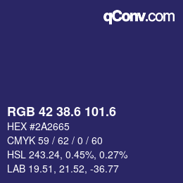 カラーコード: RGB 42 38.6 101.6 | qconv.com