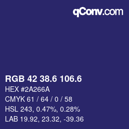 カラーコード: RGB 42 38.6 106.6 | qconv.com