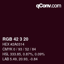 カラーコード: RGB 42 3 20 | qconv.com