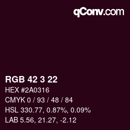 Color code: RGB 42 3 22 | qconv.com