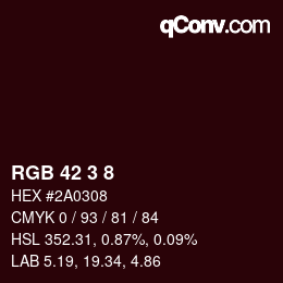 カラーコード: RGB 42 3 8 | qconv.com