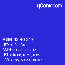 Color code: RGB 42 40 217 | qconv.com