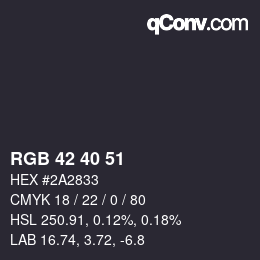 Color code: RGB 42 40 51 | qconv.com