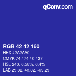 Color code: RGB 42 42 160 | qconv.com