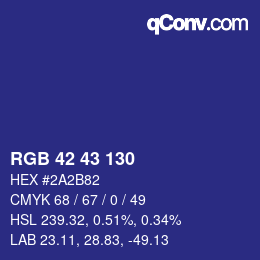 カラーコード: RGB 42 43 130 | qconv.com