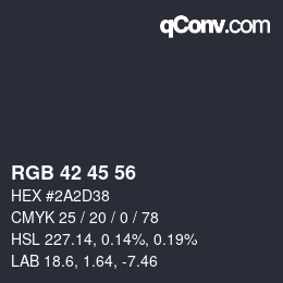 Color code: RGB 42 45 56 | qconv.com