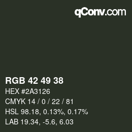 颜色代码: RGB 42 49 38 | qconv.com