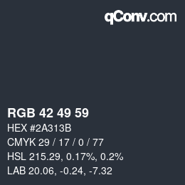 颜色代码: RGB 42 49 59 | qconv.com