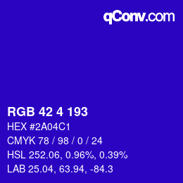 Color code: RGB 42 4 193 | qconv.com