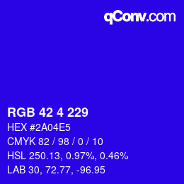 Color code: RGB 42 4 229 | qconv.com