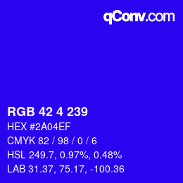 Color code: RGB 42 4 239 | qconv.com