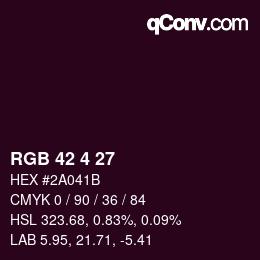 Color code: RGB 42 4 27 | qconv.com