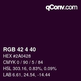 Code couleur: RGB 42 4 40 | qconv.com