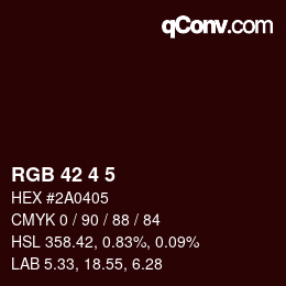 Color code: RGB 42 4 5 | qconv.com