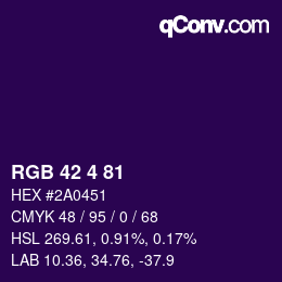 颜色代码: RGB 42 4 81 | qconv.com
