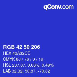 Color code: RGB 42 50 206 | qconv.com