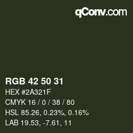 カラーコード: RGB 42 50 31 | qconv.com