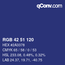 カラーコード: RGB 42 51 120 | qconv.com