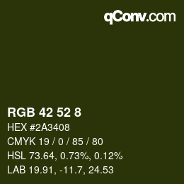 Color code: RGB 42 52 8 | qconv.com