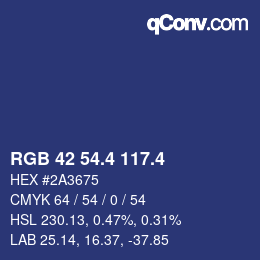 カラーコード: RGB 42 54.4 117.4 | qconv.com