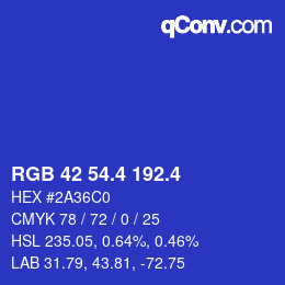 カラーコード: RGB 42 54.4 192.4 | qconv.com