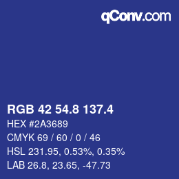 カラーコード: RGB 42 54.8 137.4 | qconv.com
