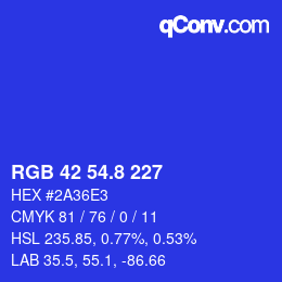 カラーコード: RGB 42 54.8 227 | qconv.com