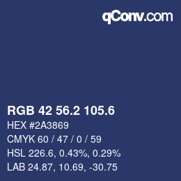 カラーコード: RGB 42 56.2 105.6 | qconv.com