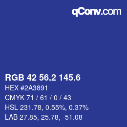 カラーコード: RGB 42 56.2 145.6 | qconv.com