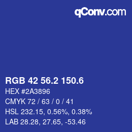 カラーコード: RGB 42 56.2 150.6 | qconv.com