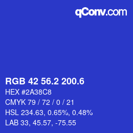 カラーコード: RGB 42 56.2 200.6 | qconv.com