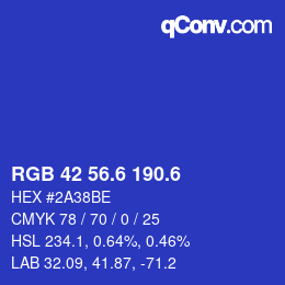 カラーコード: RGB 42 56.6 190.6 | qconv.com