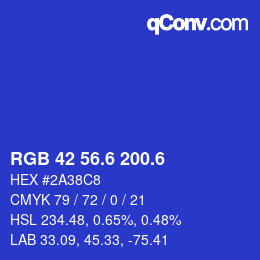 カラーコード: RGB 42 56.6 200.6 | qconv.com