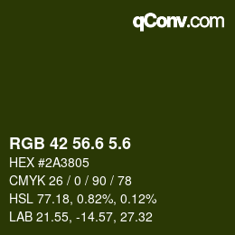 カラーコード: RGB 42 56.6 5.6 | qconv.com
