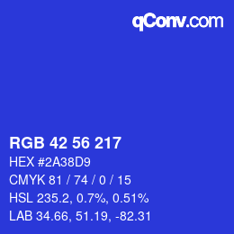 Color code: RGB 42 56 217 | qconv.com