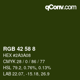 Color code: RGB 42 58 8 | qconv.com