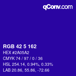 カラーコード: RGB 42 5 162 | qconv.com