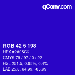 Color code: RGB 42 5 198 | qconv.com