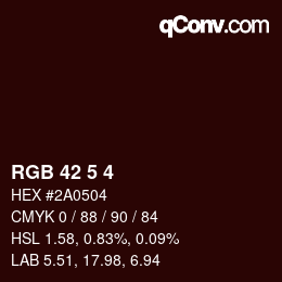 Color code: RGB 42 5 4 | qconv.com