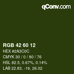 颜色代码: RGB 42 60 12 | qconv.com