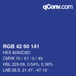 Color code: RGB 42 60 141 | qconv.com